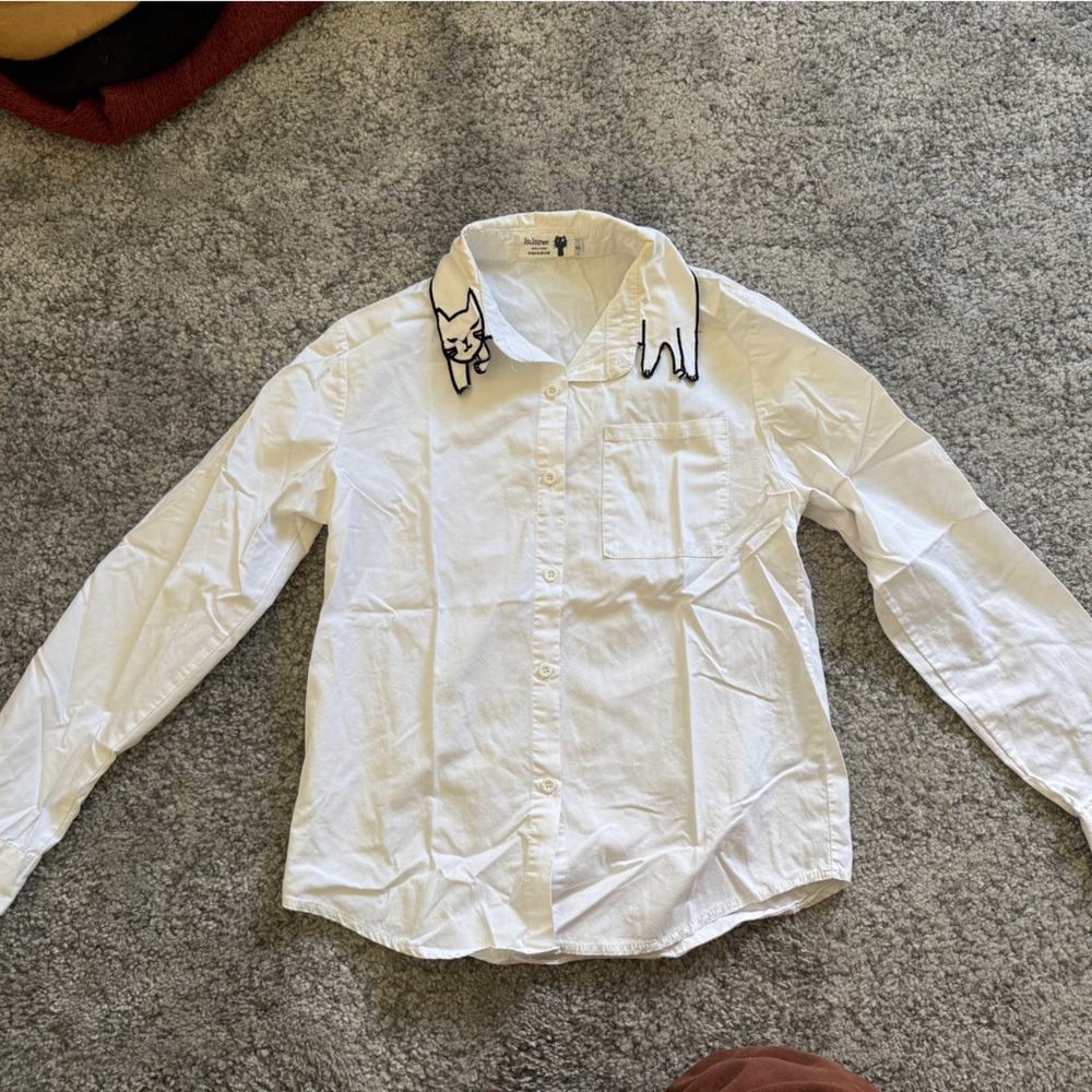 Cute Sleeping Cat Collar Long Sleeve Shirt